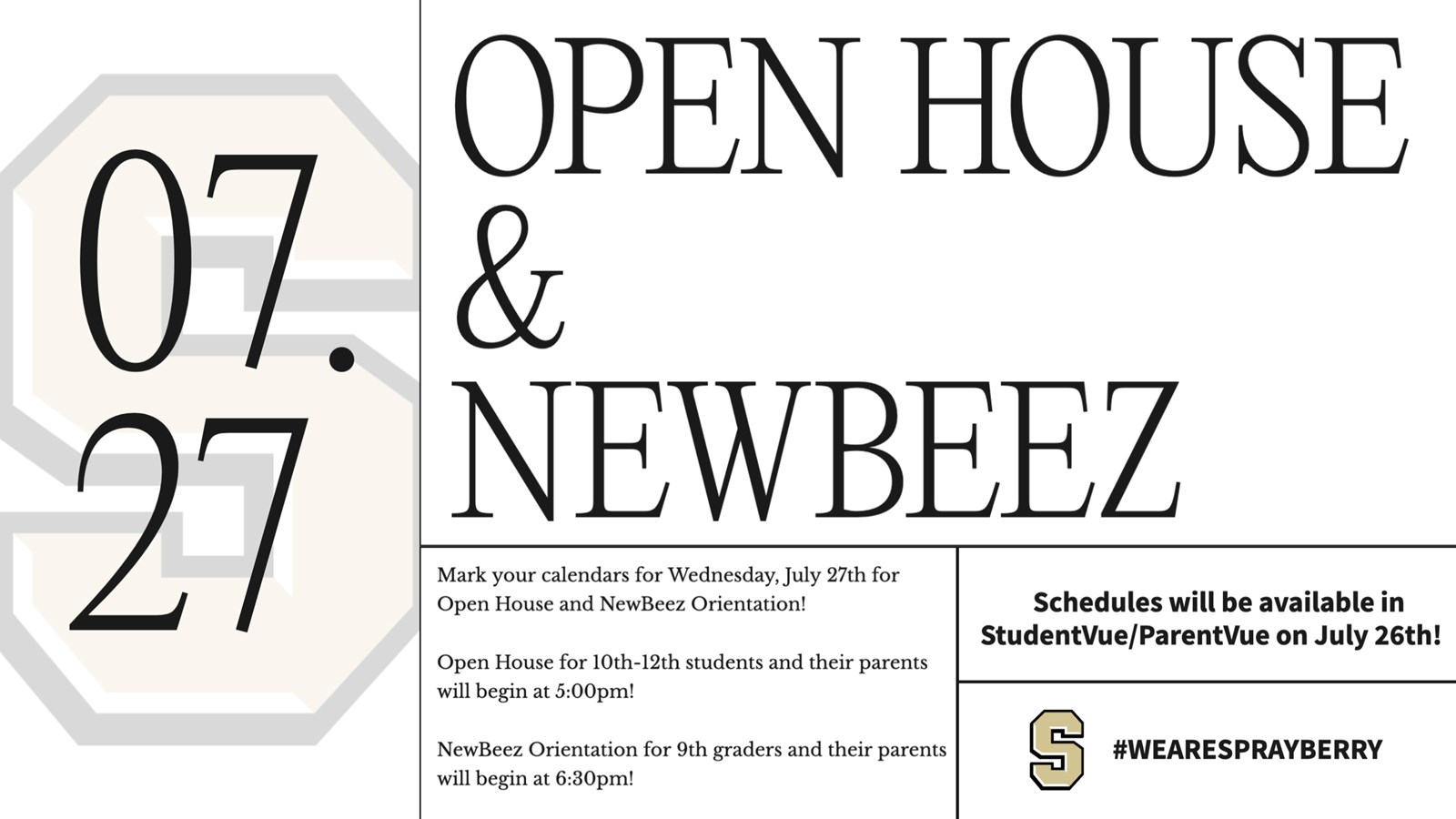 Open House & NewBeez | July 27, 2022 | Sprayberry High School